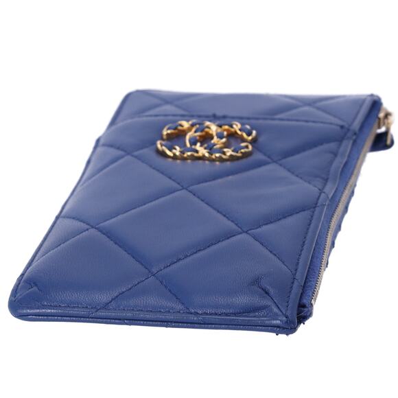 CHANEL 19 Matelasse Accessory Wallet Card Case AP1182 Blue Lambskin - Picture 5 of 6